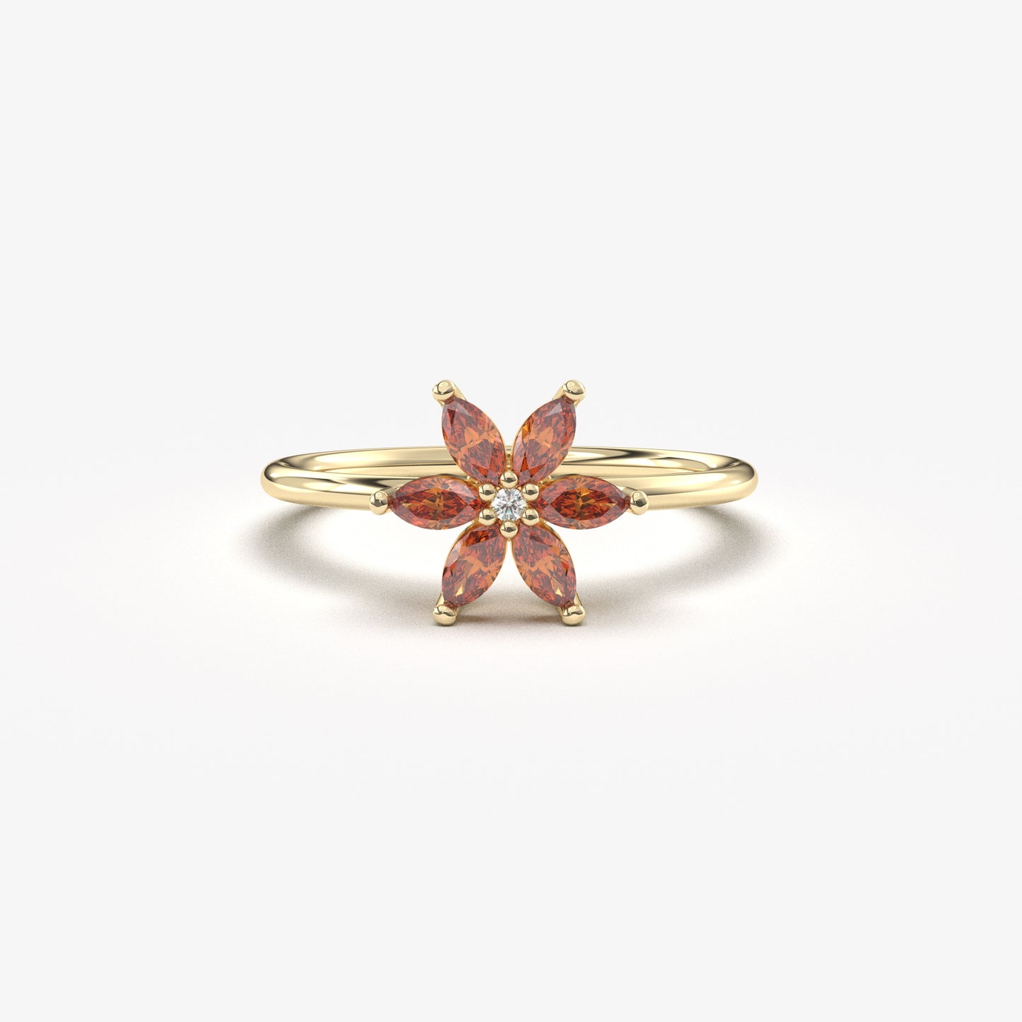 14K Gold Marquise Garnet and Diamond Ring - 8S132GAR