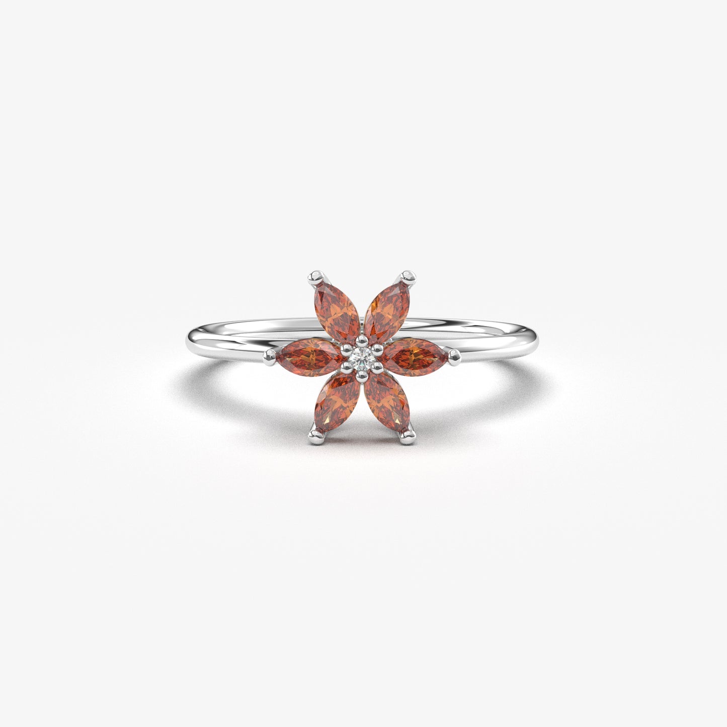 14K Gold Marquise Garnet and Diamond Ring - 8S132GAR
