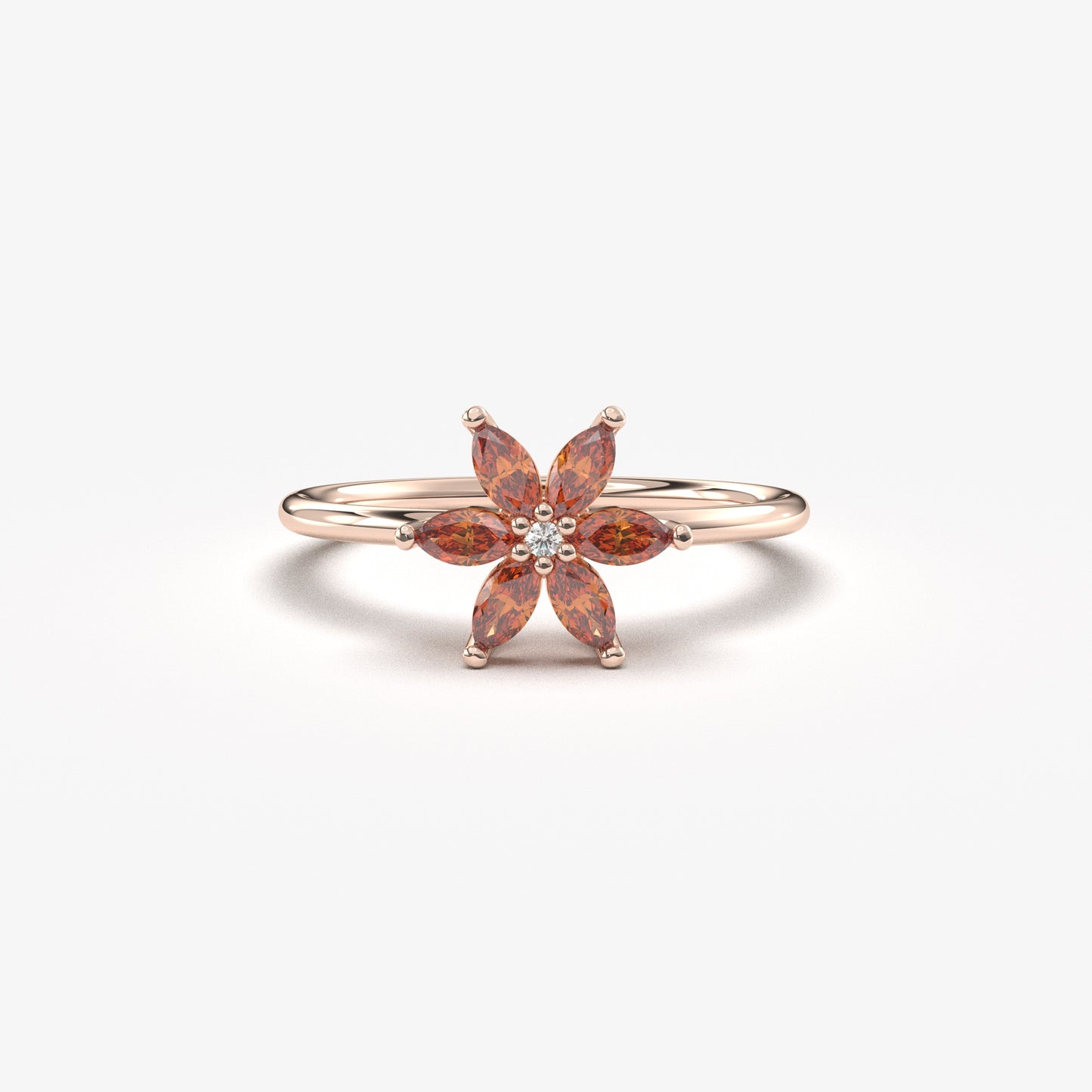 14K Gold Marquise Garnet and Diamond Ring - 8S132GAR