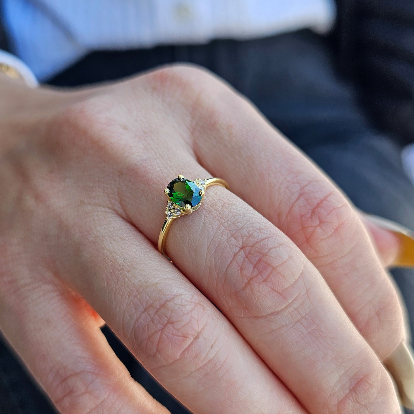 10K Gold Oval Emerald and Diamond Ring - 8S268EME