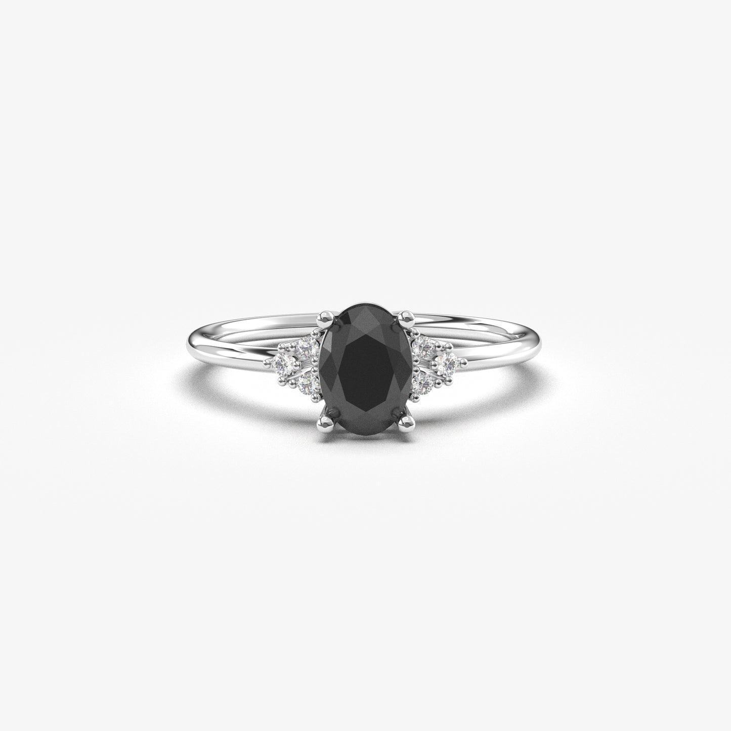 14K Gold Unique Black Onyx Oval and Diamond Ring - 8S268BLK