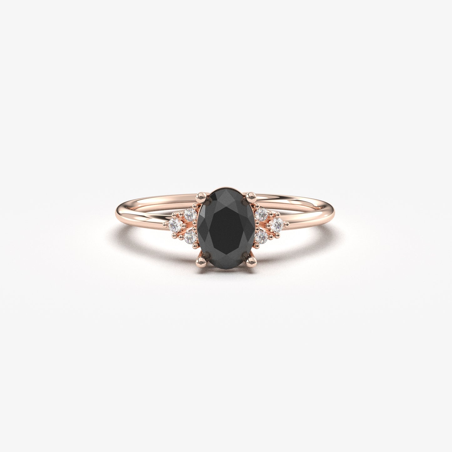 14K Gold Unique Black Onyx Oval and Diamond Ring - 8S268BLK