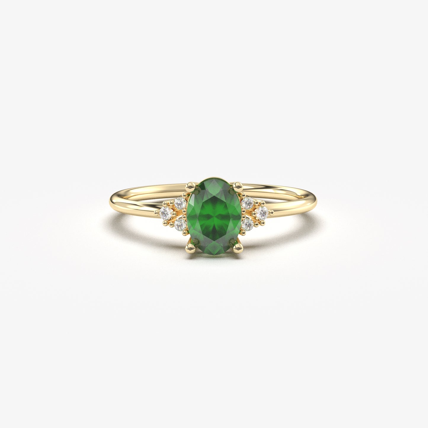 10K Gold Oval Emerald and Diamond Ring - 8S268EME