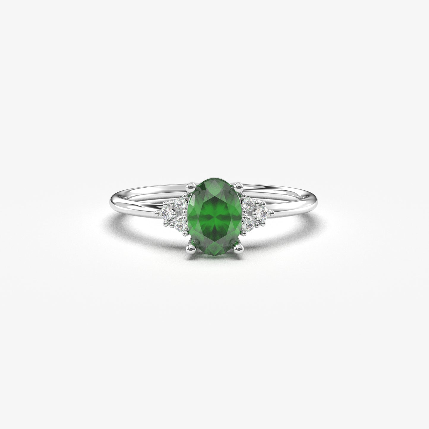 10K Gold Oval Emerald and Cz Ring - 8S268EME