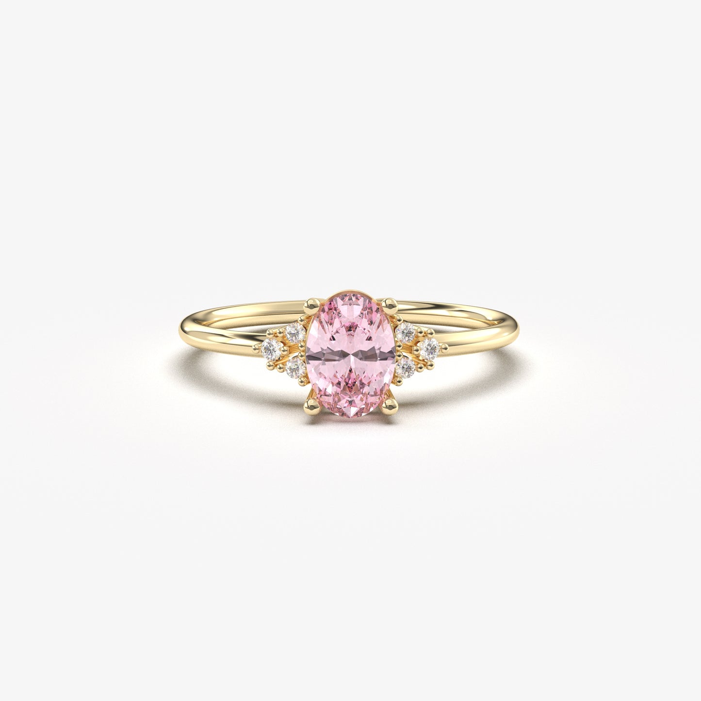 18K Gold Oval and Cz Ring - 8S268PNK