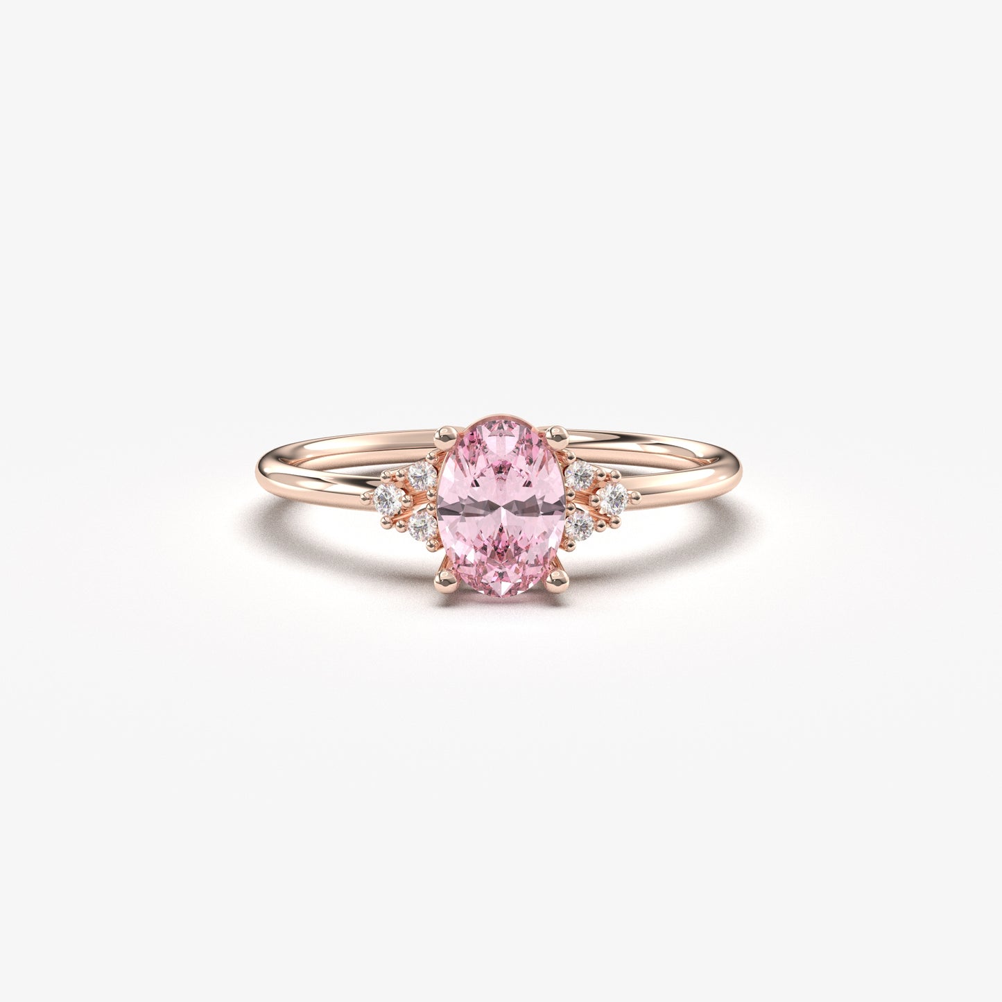 18K Gold Oval and Cz Ring - 8S268PNK