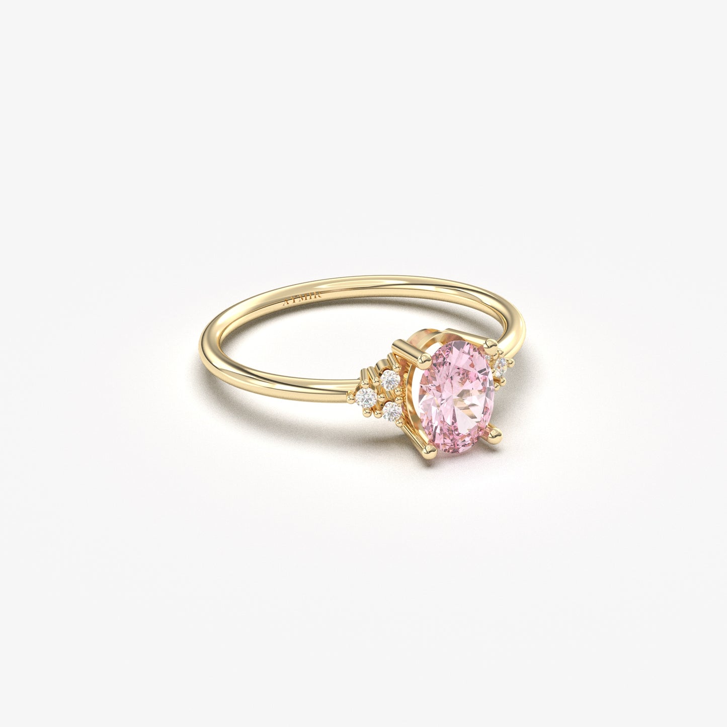 18K Gold Oval and Cz Ring - 8S268PNK