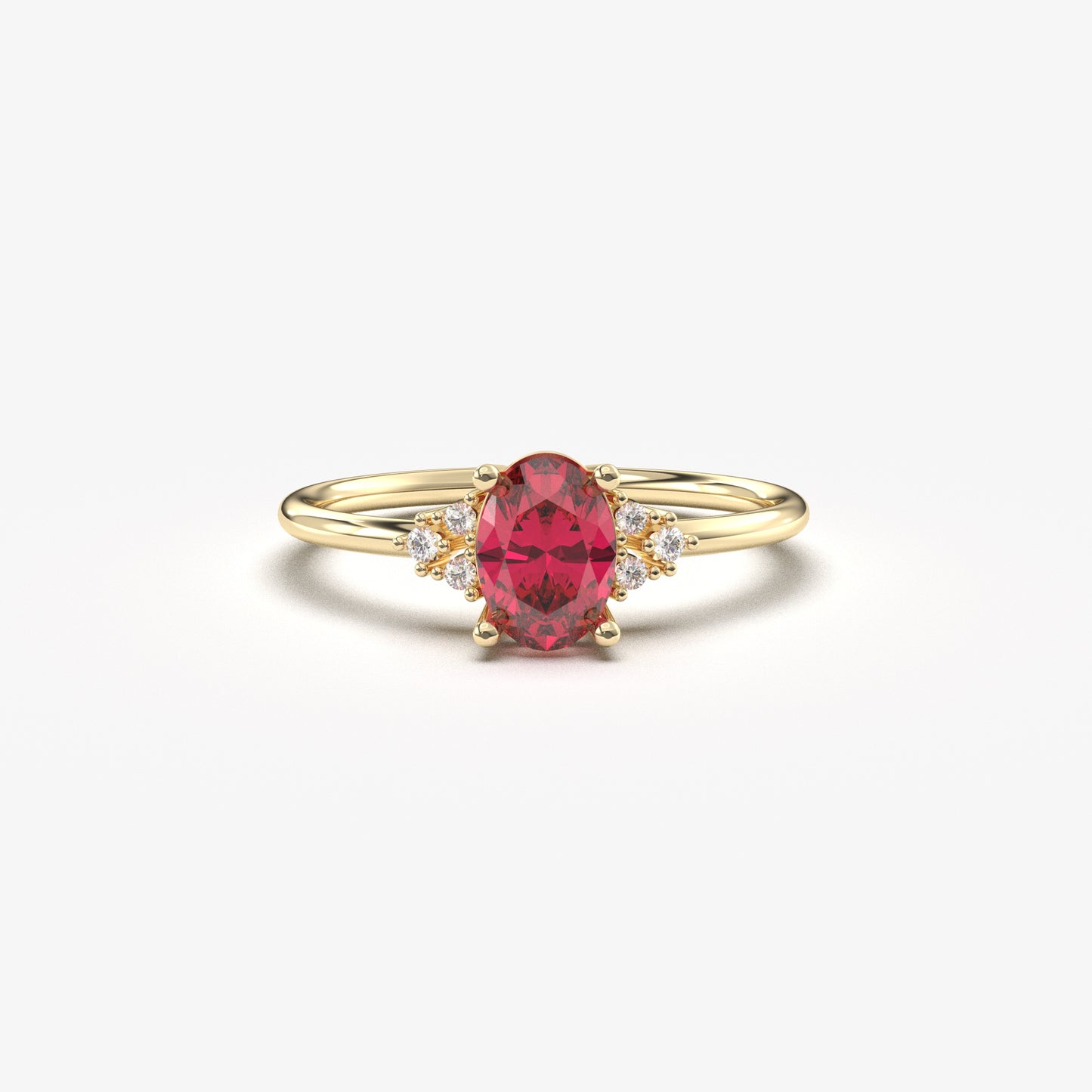 Anillo ovalado y circonita cúbica de oro de 10 quilates - 8S268PNK