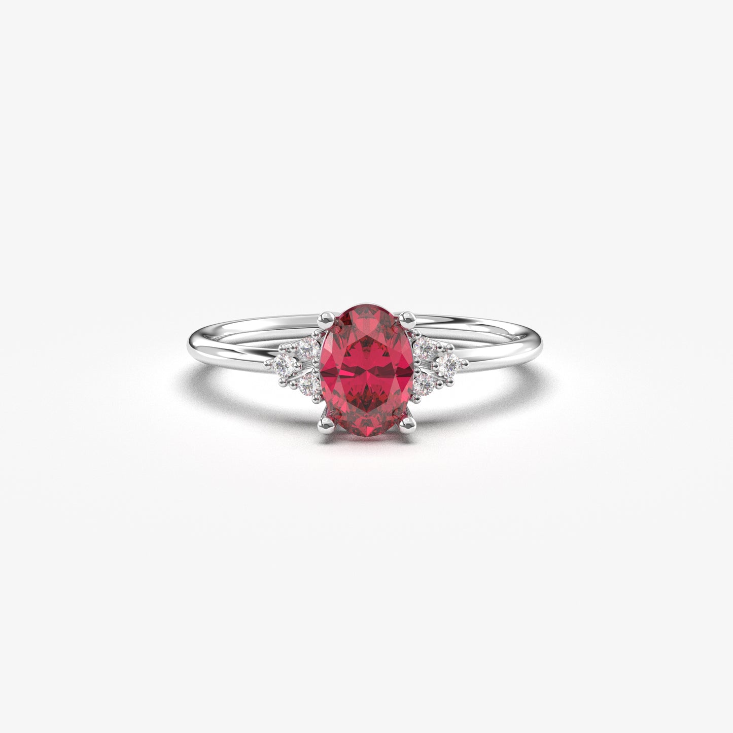 Anillo ovalado y circonita cúbica de oro de 10 quilates - 8S268PNK