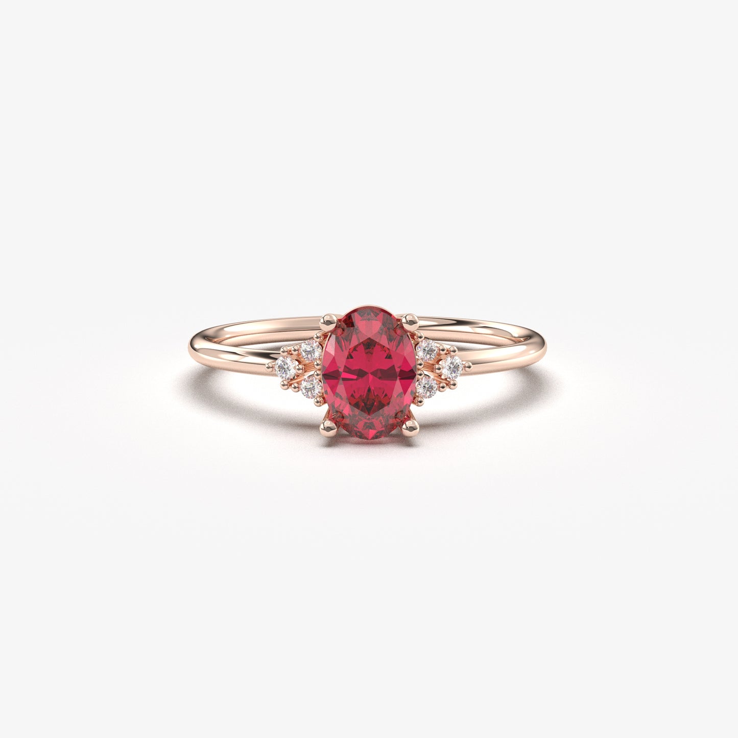 Anillo ovalado y circonita cúbica de oro de 10 quilates - 8S268PNK