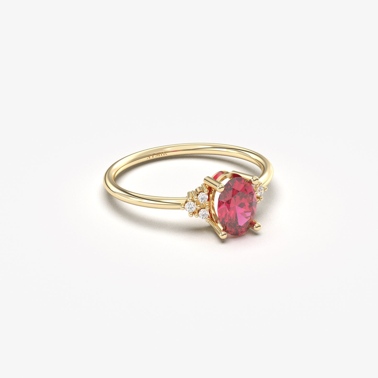 Anillo ovalado y circonita cúbica de oro de 10 quilates - 8S268PNK