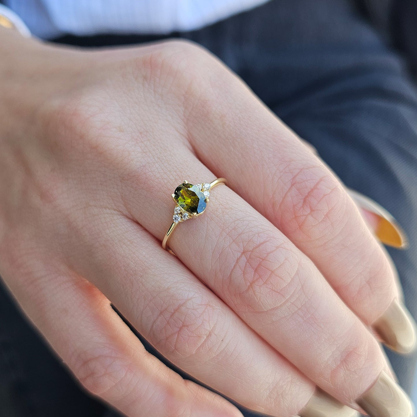 18K Gold Oval and Cz Ring - 8S268PER