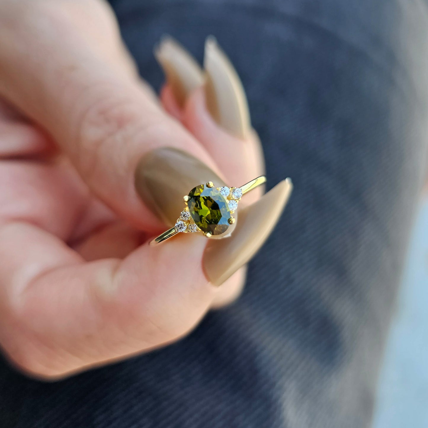 18K Gold Oval and Cz Ring - 8S268PER