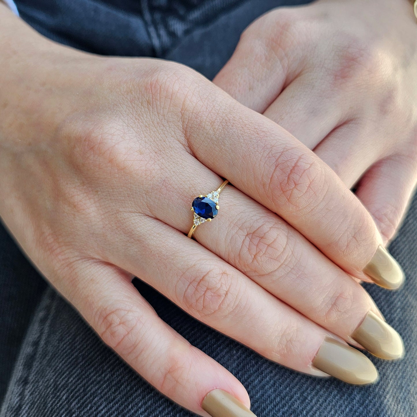 18K Gold Oval and Diamond Ring - 8S268SAP