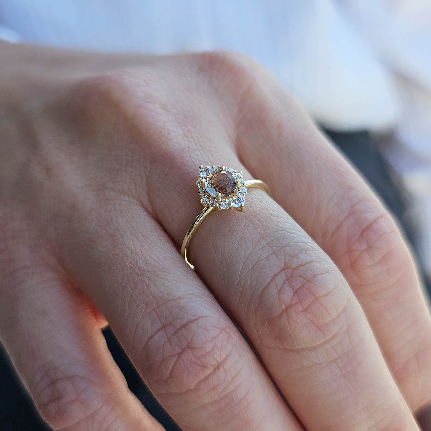 14K Gold Zultanite Oval Solitaire and Diamond Ring - 8S62ZUL
