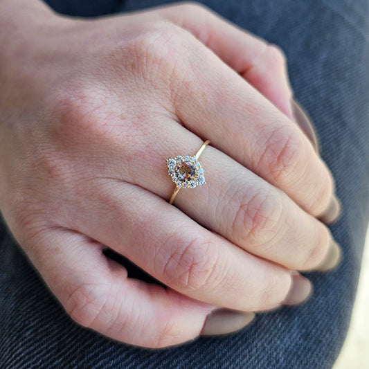 18K Gold Zultanite Oval Solitaire and Cz Ring - 8S62ZUL