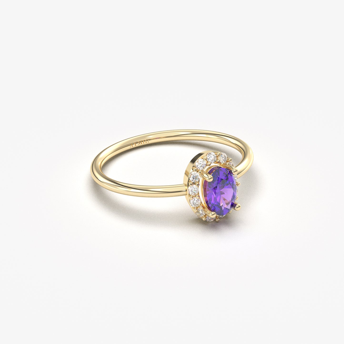 18K Gold Oval and Cz Ring - 8S26AME