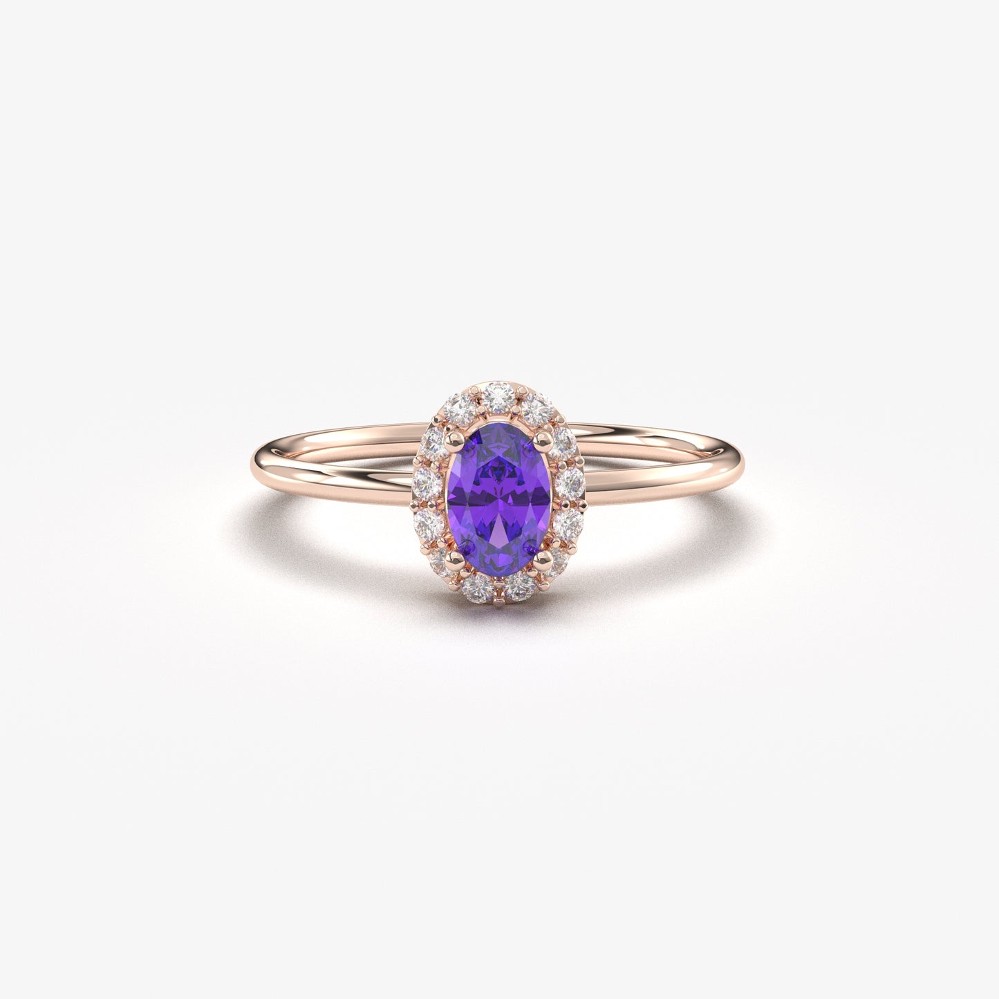 18K Gold Oval and Cz Ring - 8S26AME