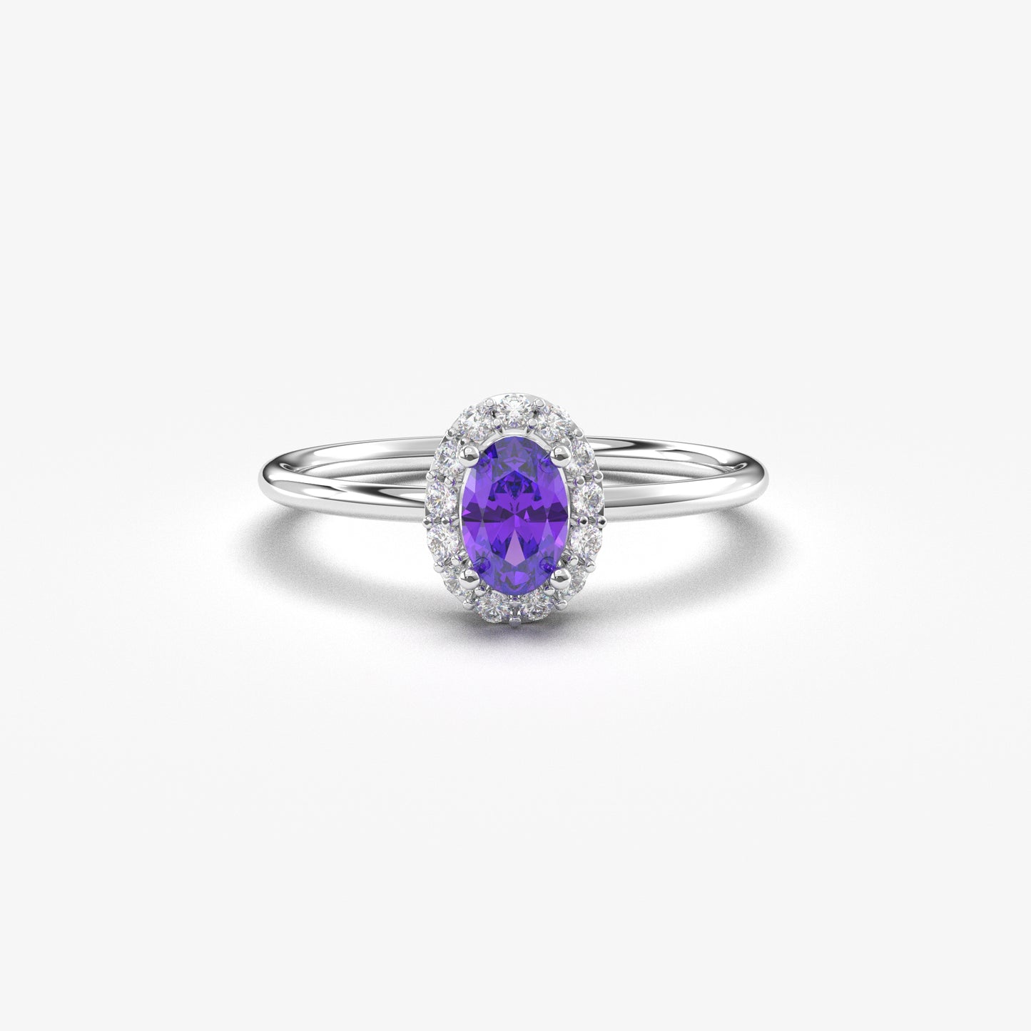 18K Gold Oval and Cz Ring - 8S26AME