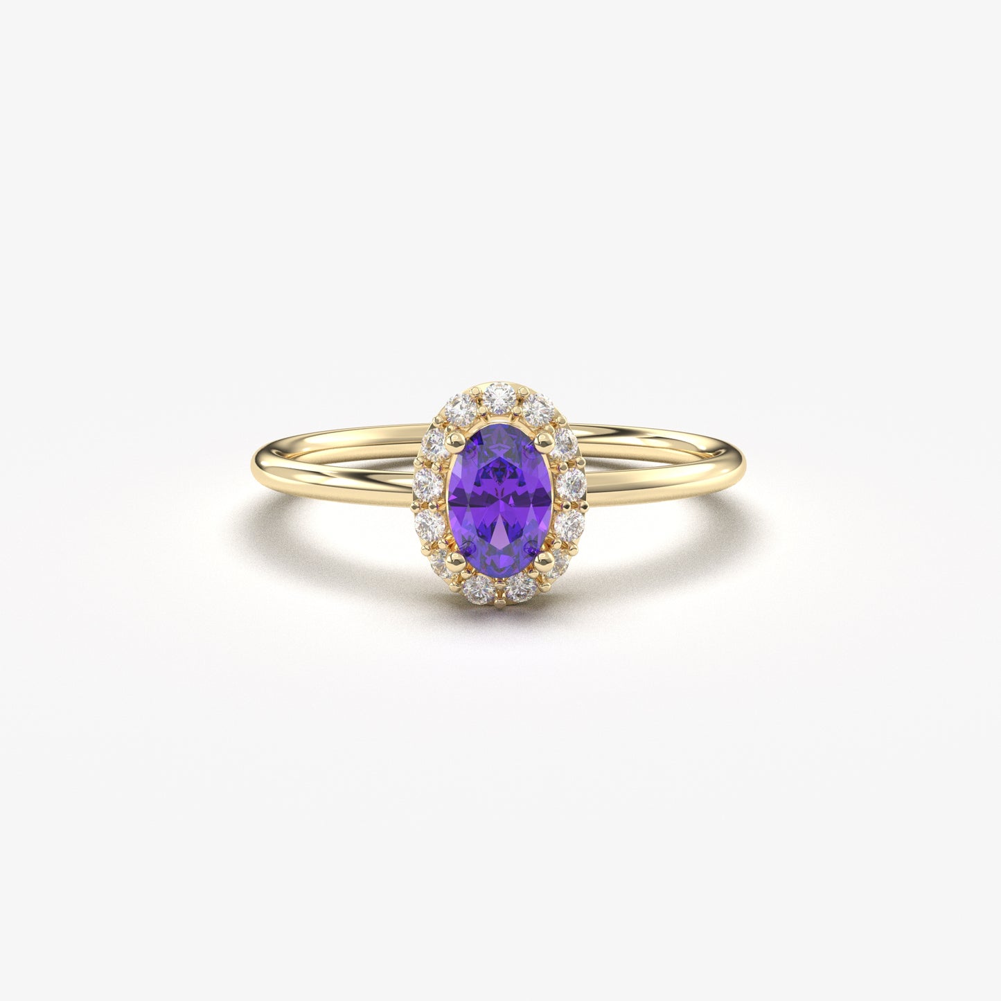 18K Gold Oval and Cz Ring - 8S26AME