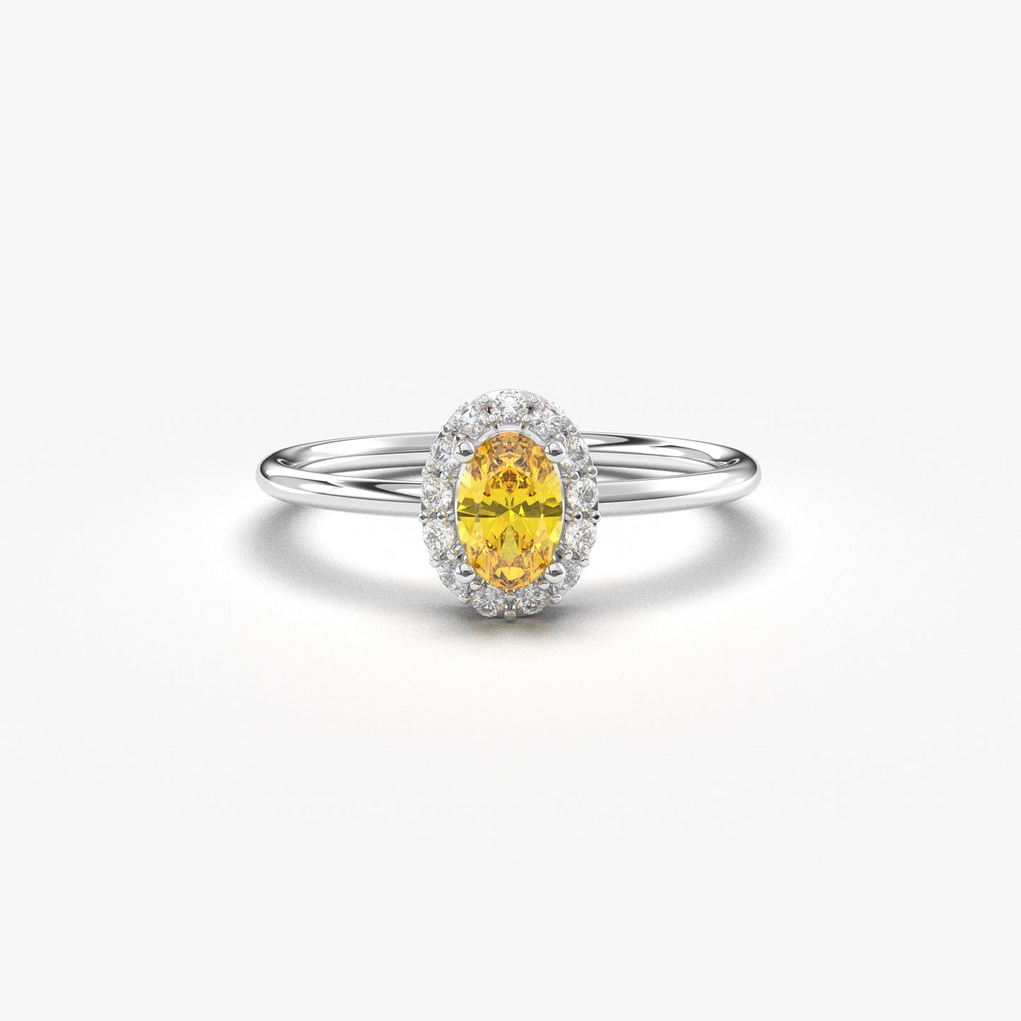 18K Gold Oval and Cz Ring - 8S26CIT