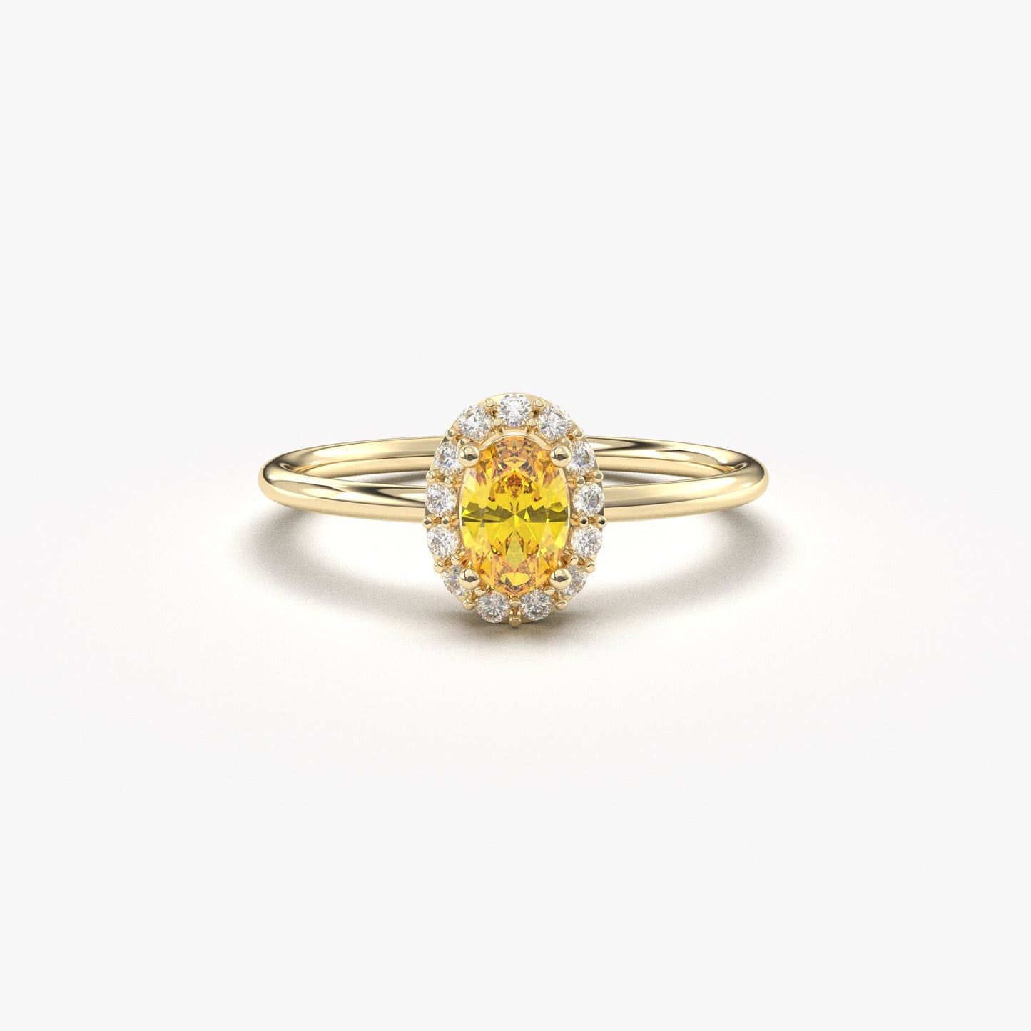18K Gold Oval and Cz Ring - 8S26CIT