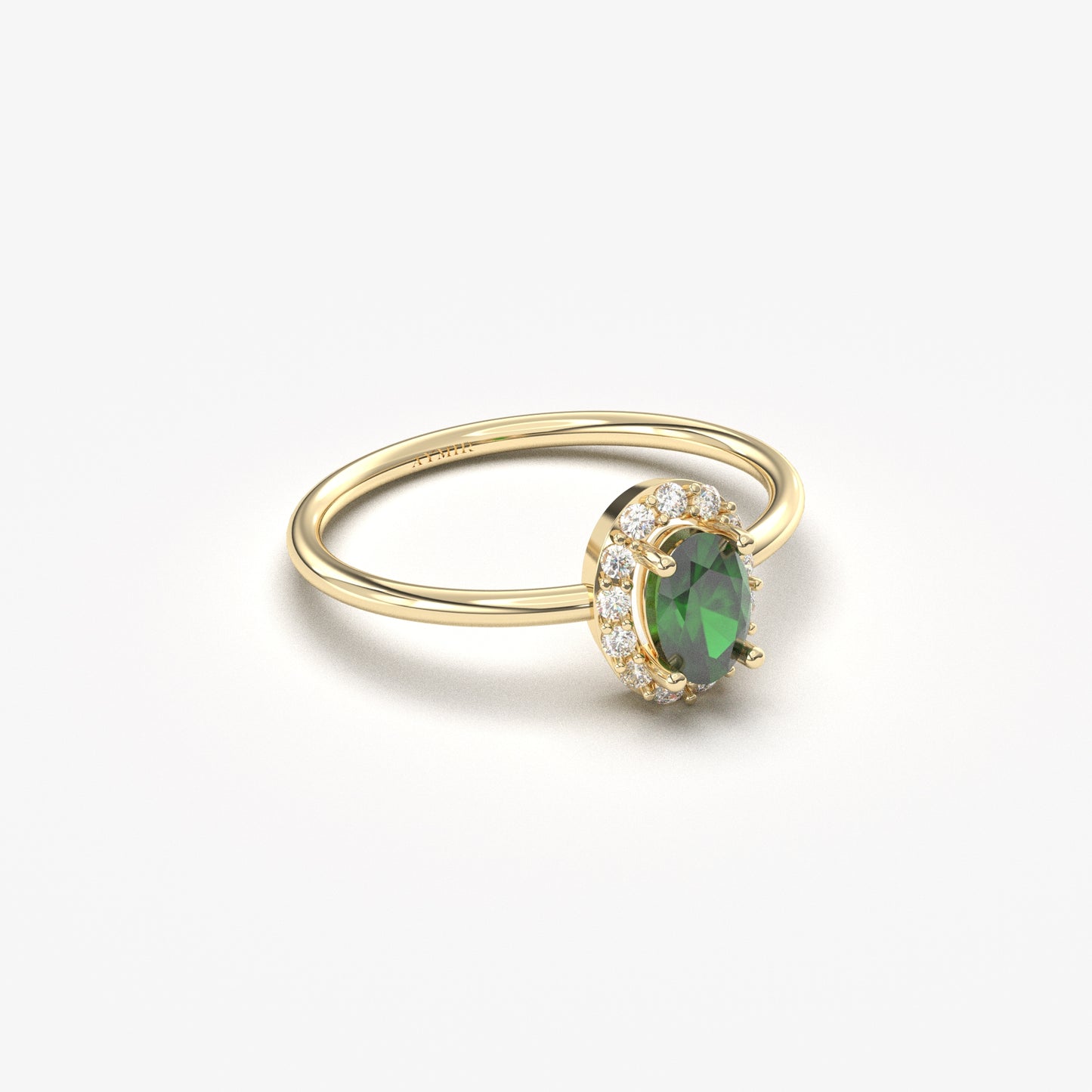 14K Gold Oval Emerald Solitaire Cz Ring - 8S26EME