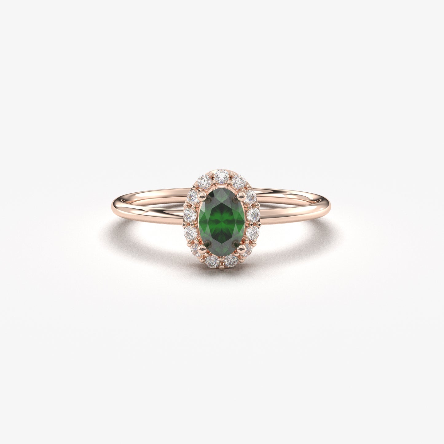 14K Gold Oval Emerald Solitaire Cz Ring - 8S26EME