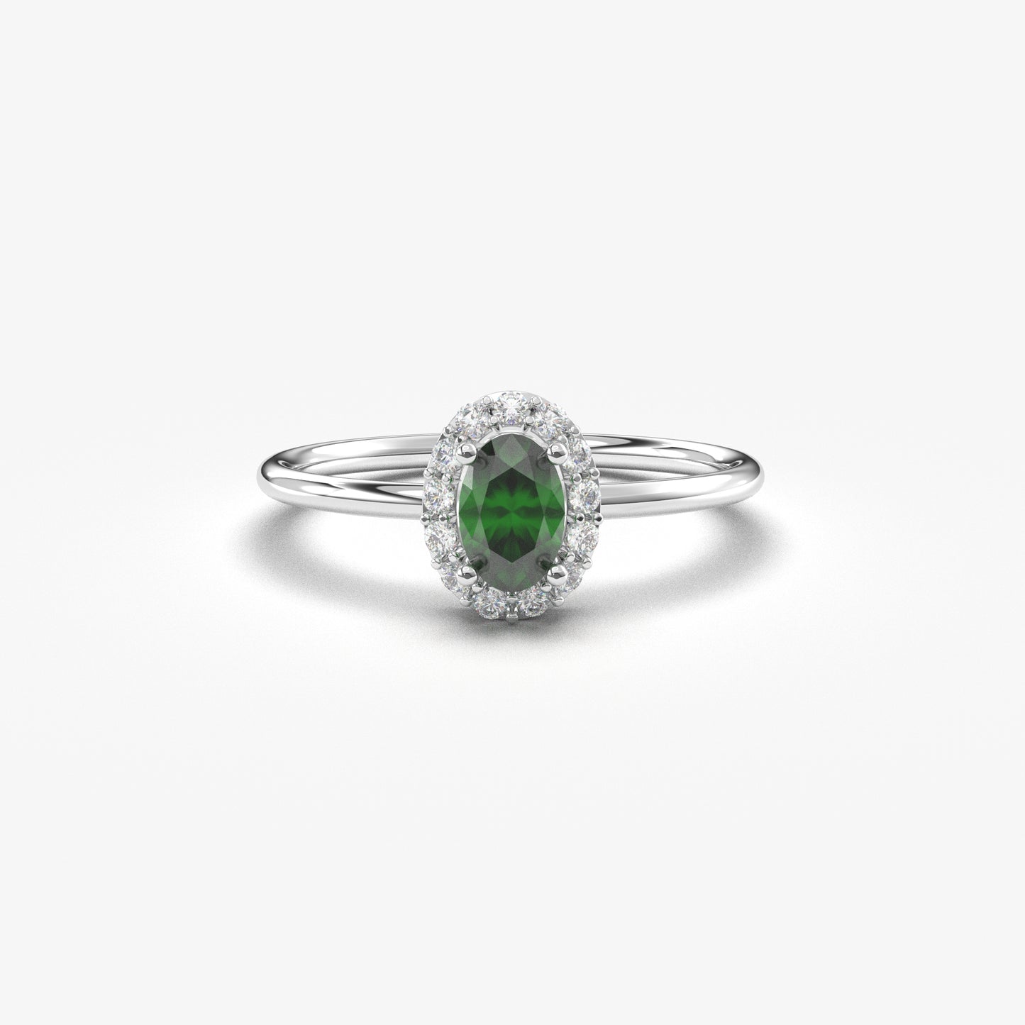 14K Gold Oval Emerald Solitaire Cz Ring - 8S26EME