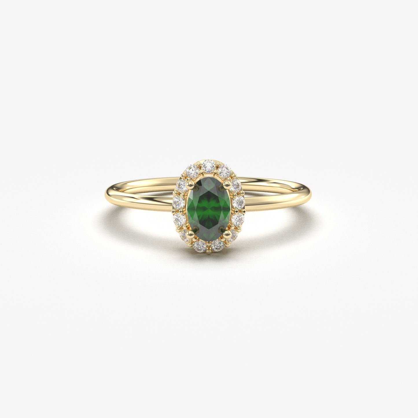 14K Gold Oval Emerald Solitaire Cz Ring - 8S26EME