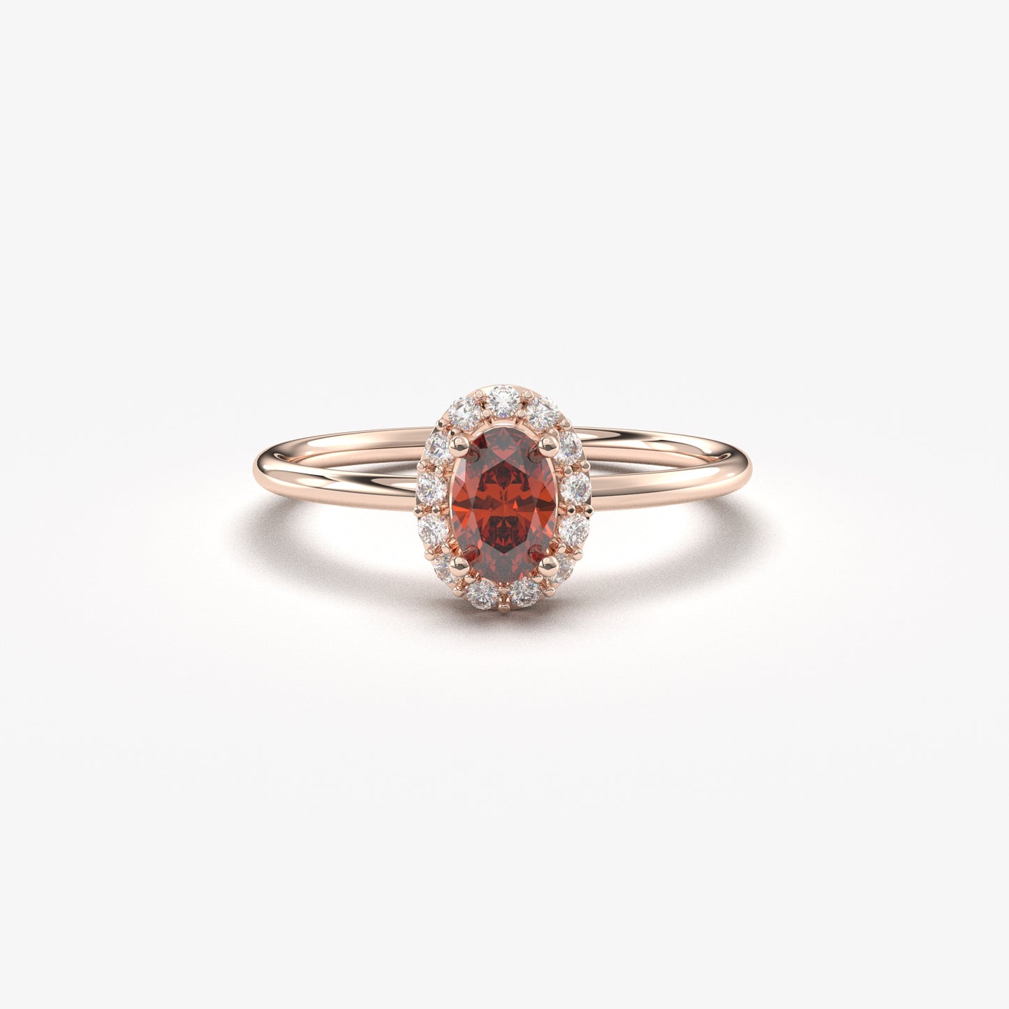 10K Gold Oval Garnet Halo Diamond Ring - 8S26GAR