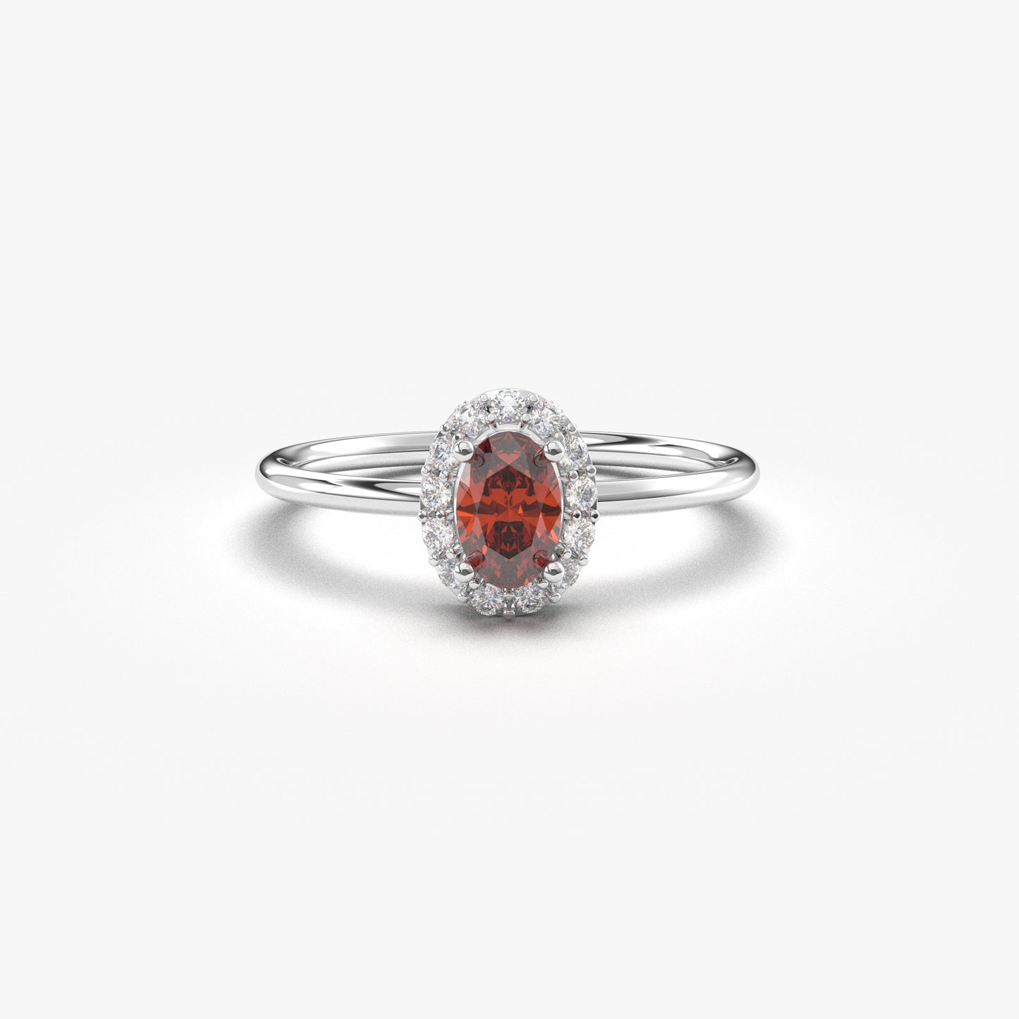 10K Gold Oval Garnet Halo Diamond Ring - 8S26GAR