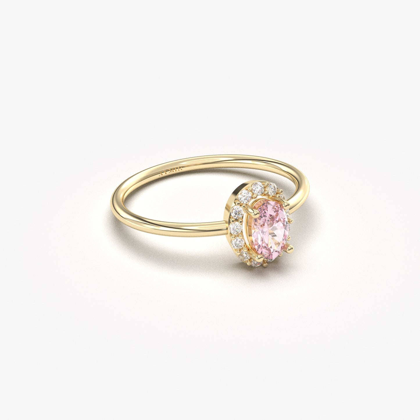10K Gold Halo Oval Pink and Cz Ring - 8S26PNK
