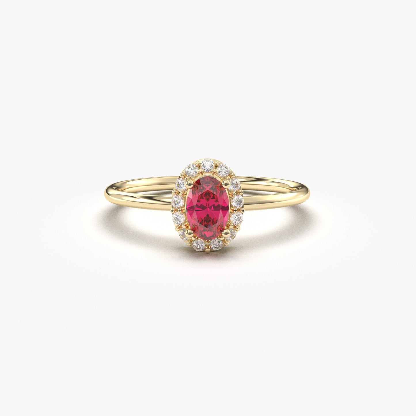 10K Gold Vintage Oval Ruby and Cz Ring - 8S26RBY