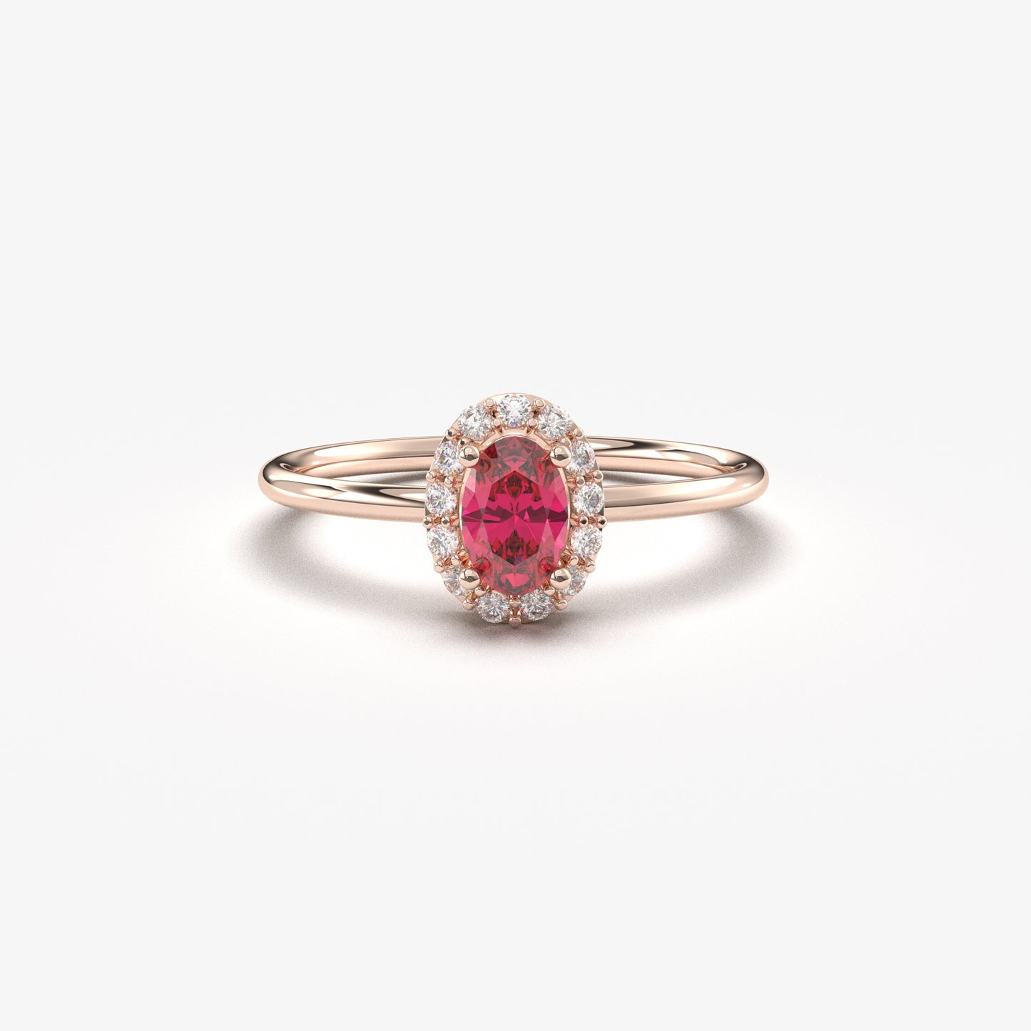 14K Gold Vintage Oval Ruby and Diamond Ring - 8S26RBY