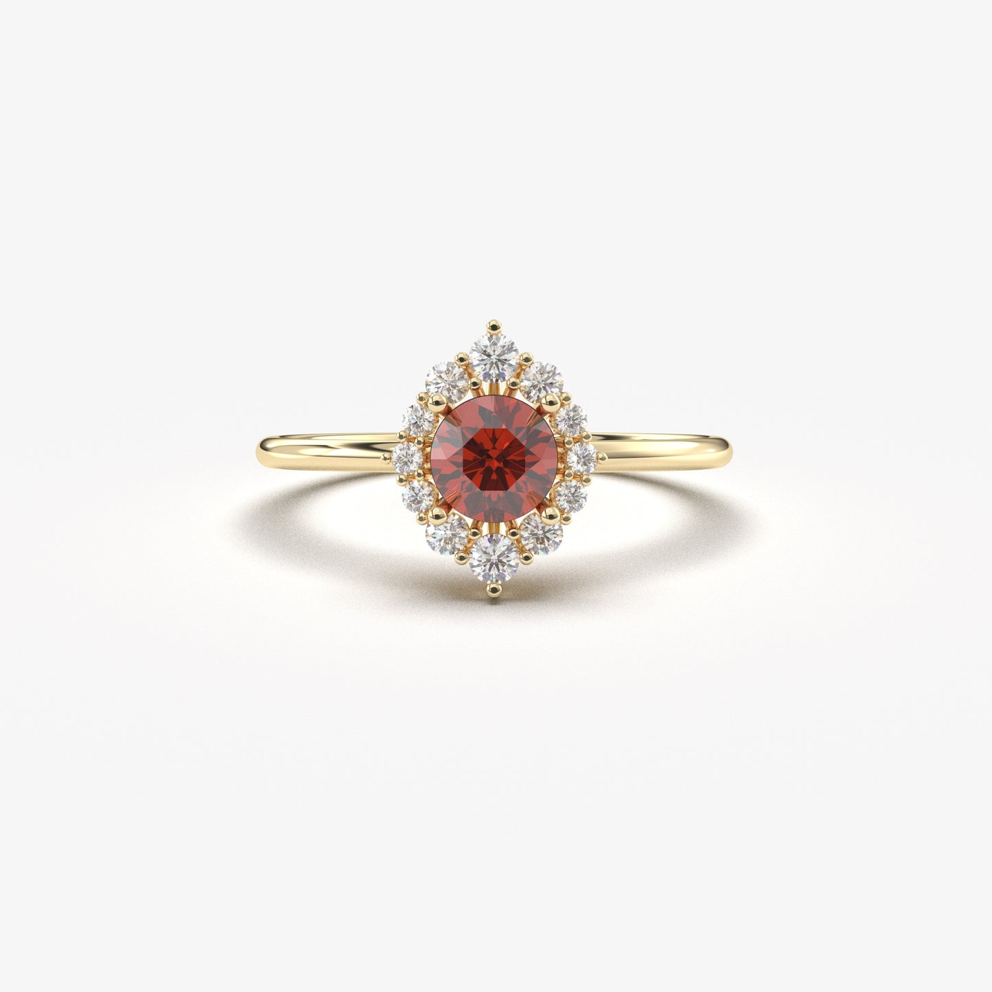 18K Gold Garnet and Cz Ring - 8S62GAR
