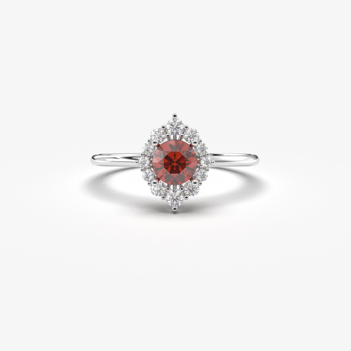 18K Gold Garnet and Cz Ring - 8S62GAR
