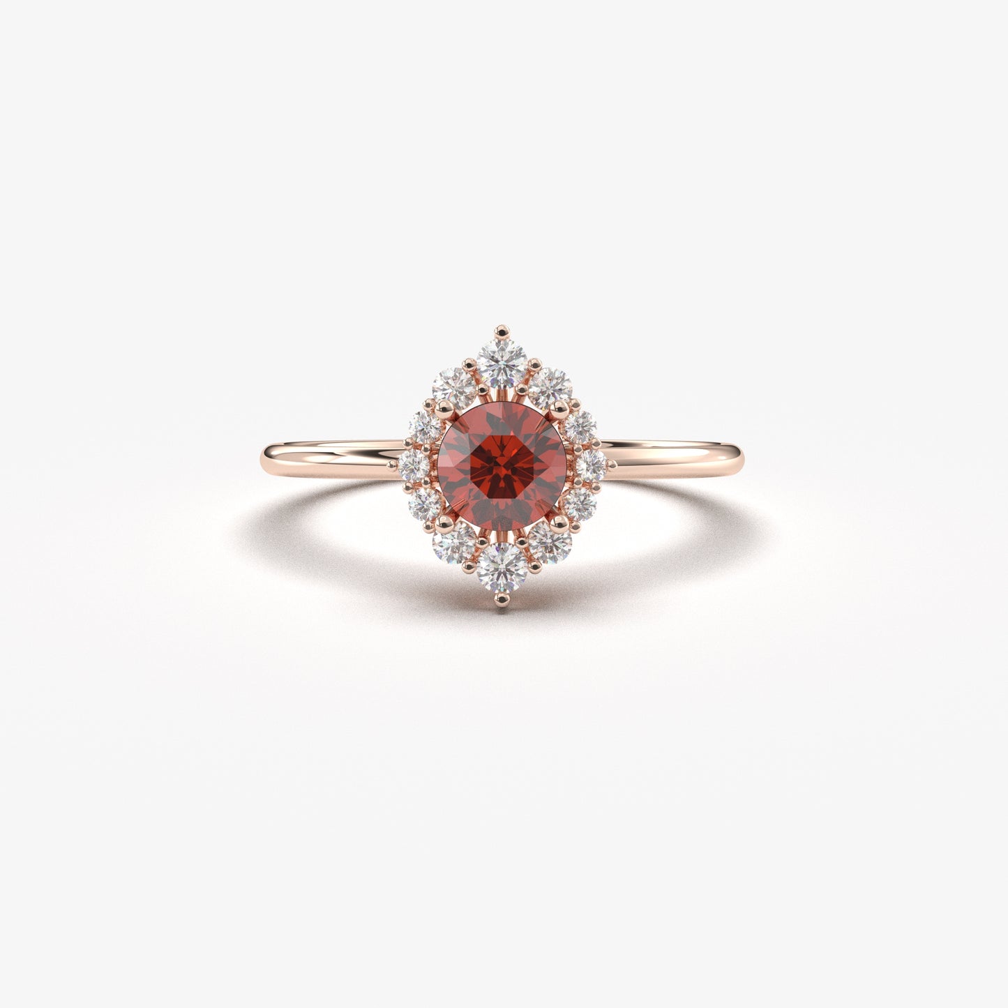 18K Gold Garnet and Cz Ring - 8S62GAR