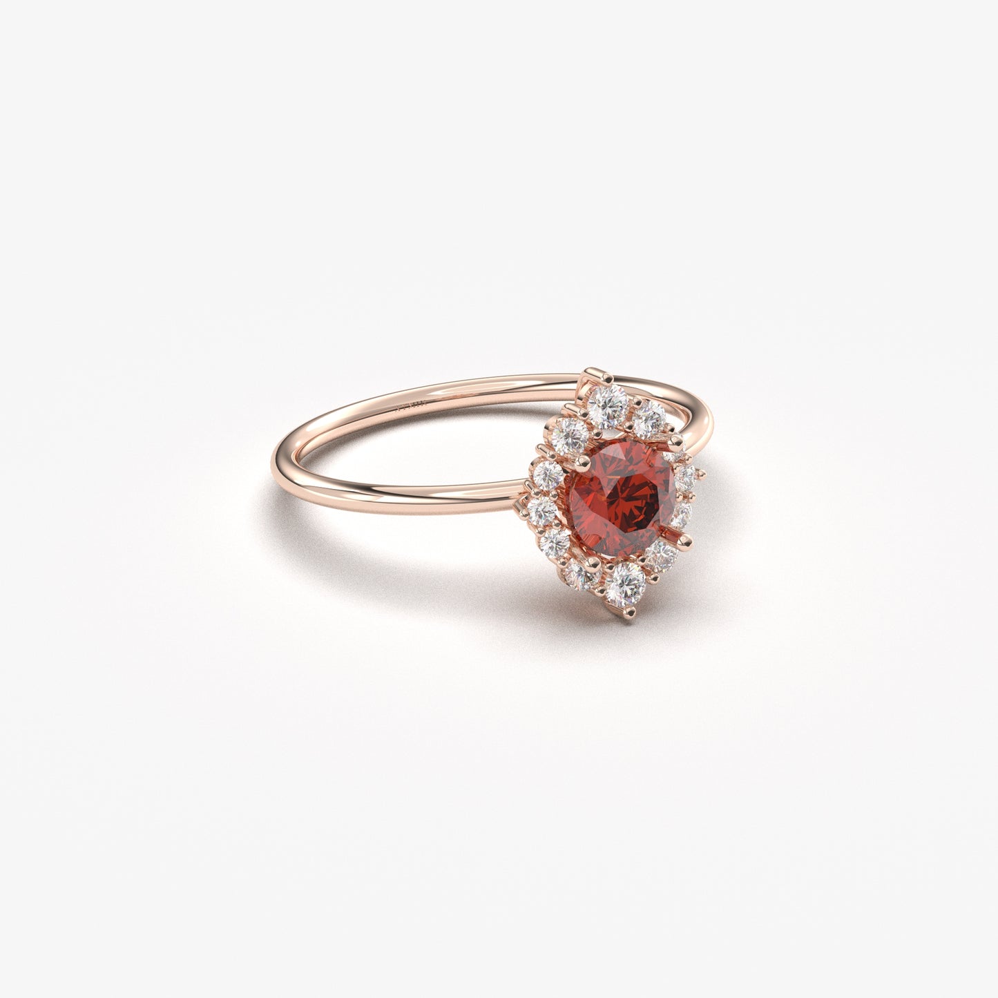 18K Gold Garnet and Cz Ring - 8S62GAR