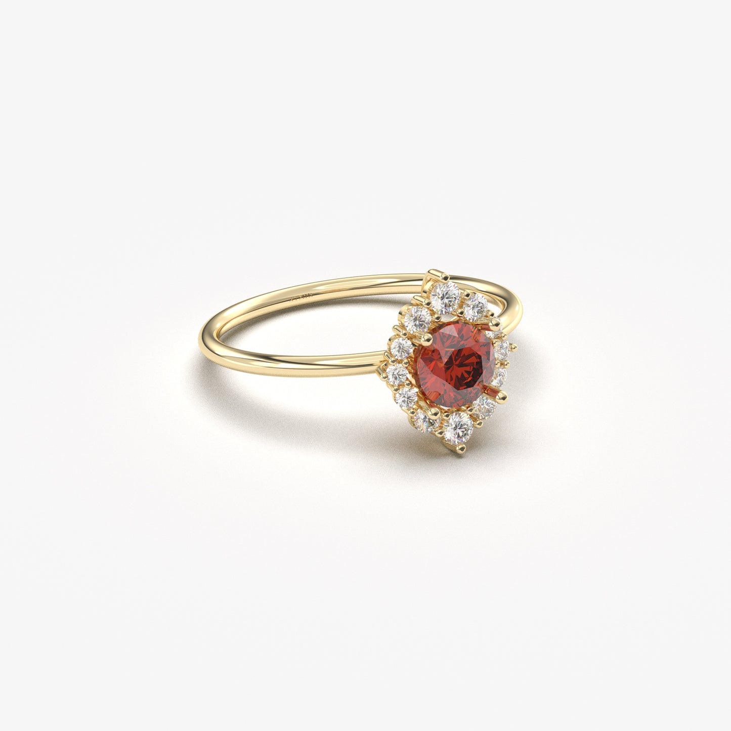 18K Gold Garnet and Cz Ring - 8S62GAR