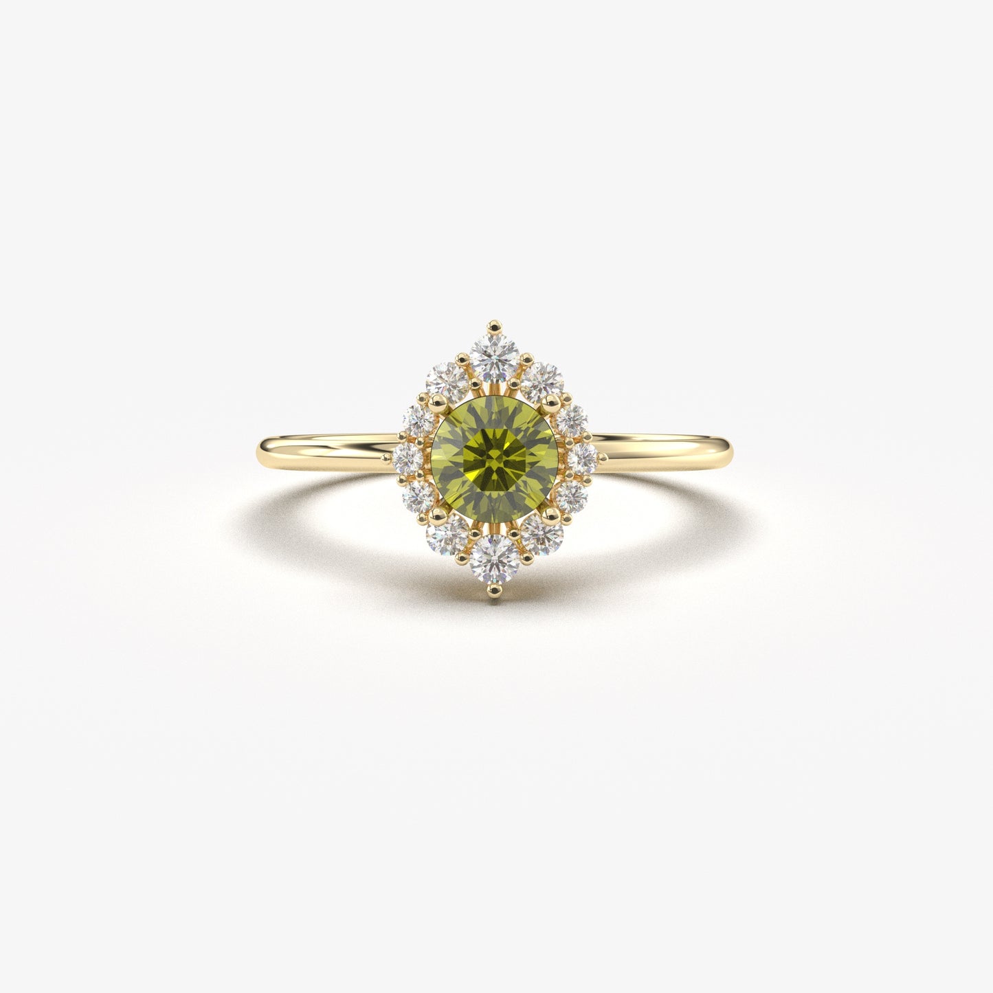 10K Gold Solitaire Peridot and Cz Ring - 8S62PER