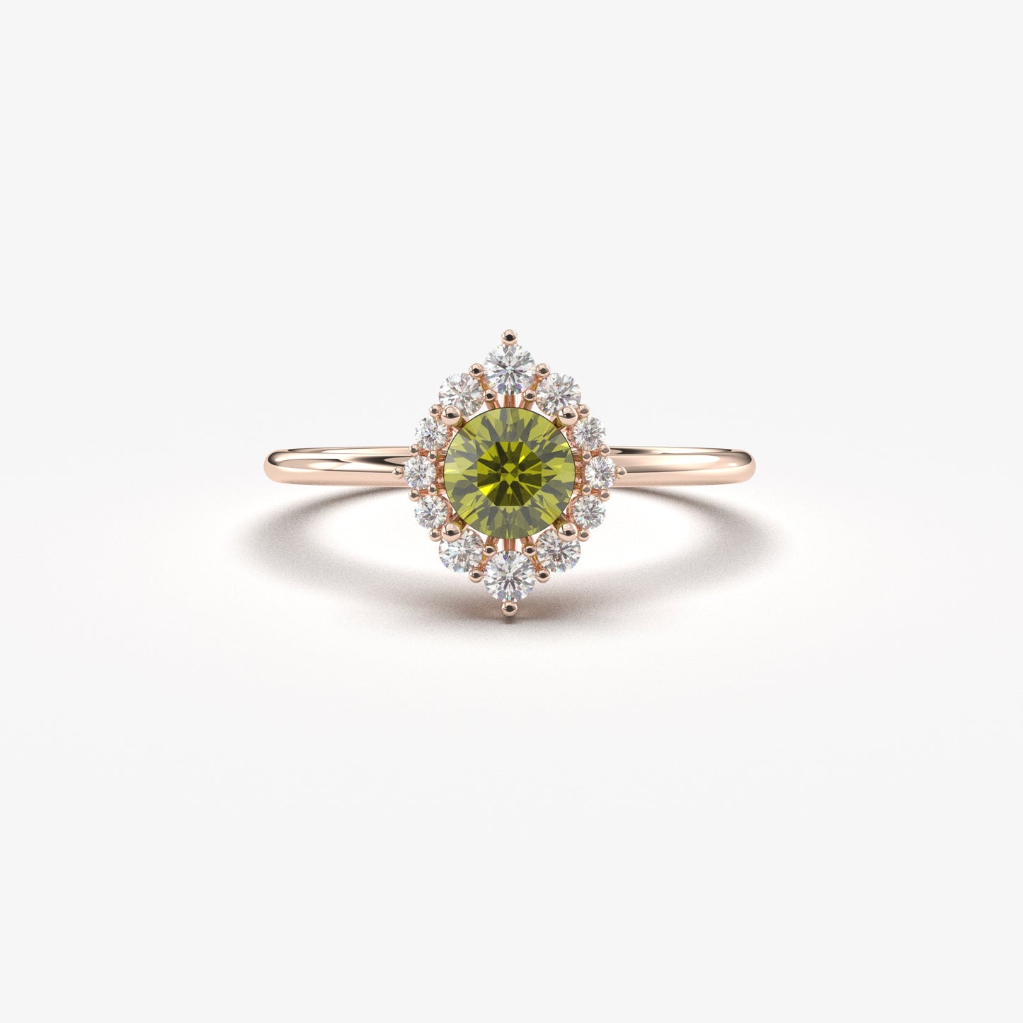 10K Gold Solitaire Peridot and Cz Ring - 8S62PER