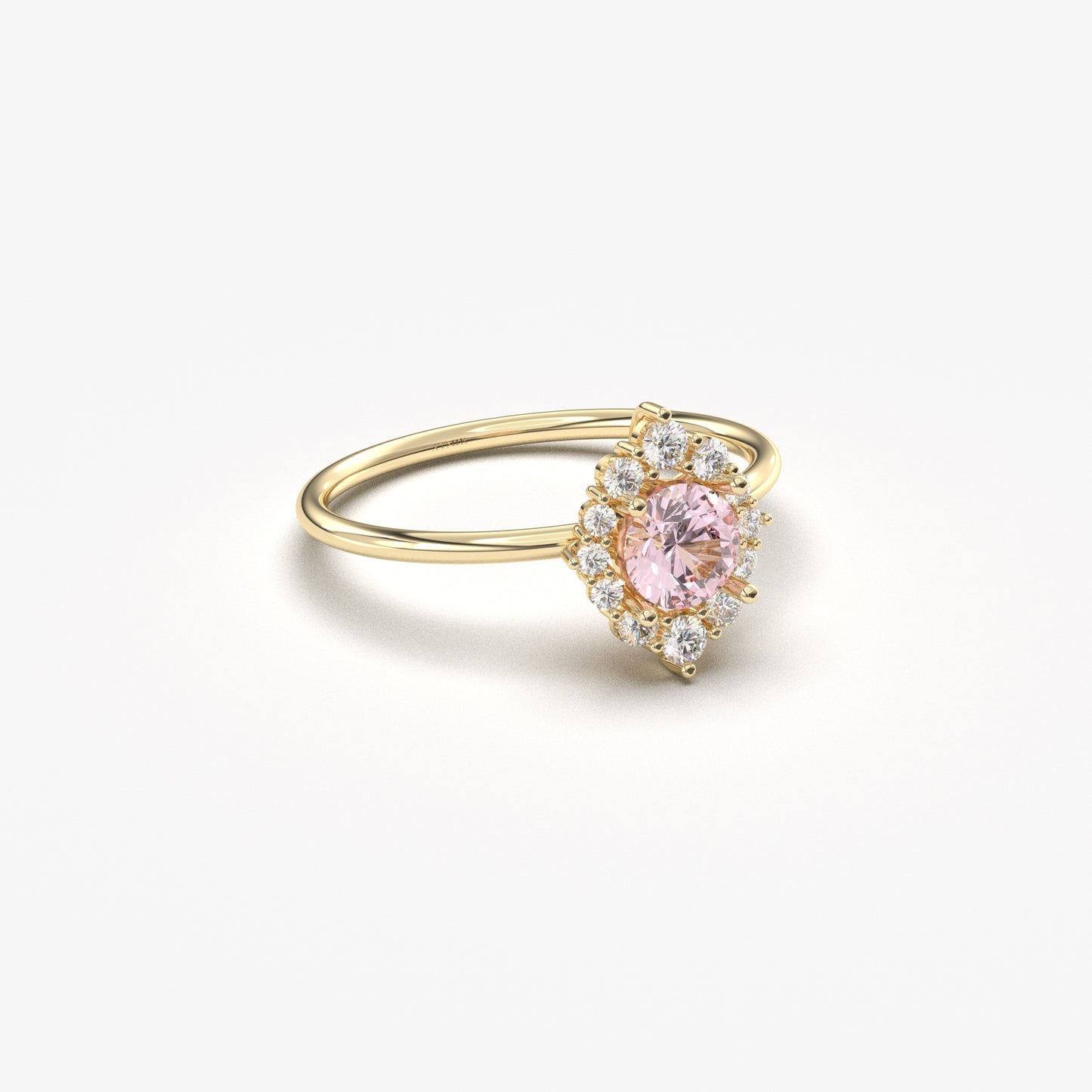 14K Gold Unique Pink Oval and Diamond Ring - 8S62PNK
