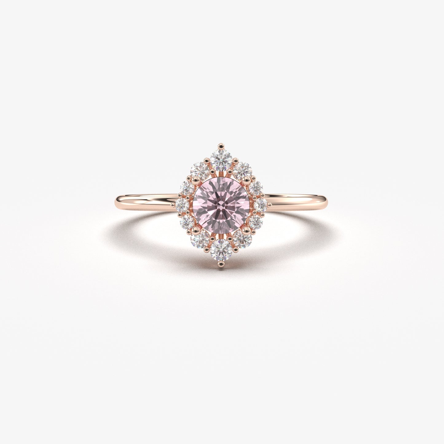 10K Gold Unique Pink Oval and Cz Ring - 8S62PNK