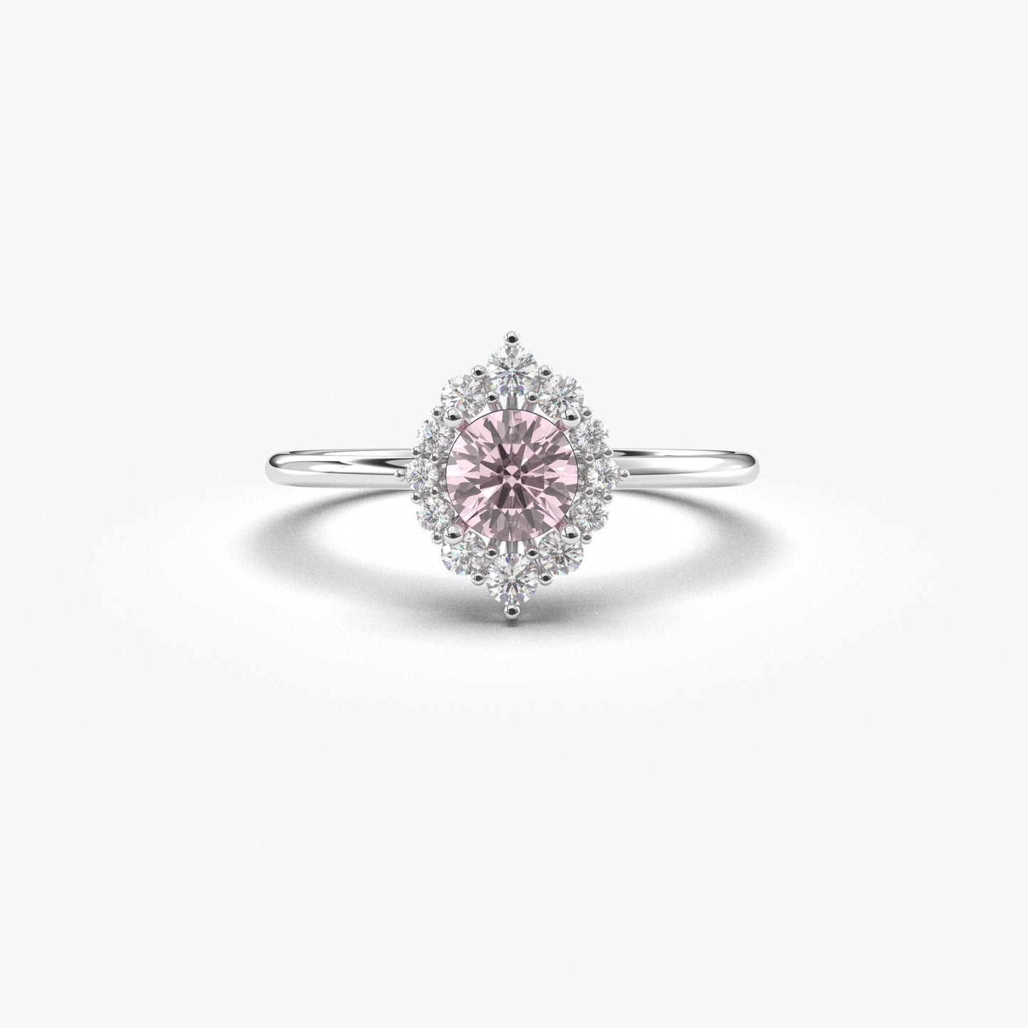 10K Gold Unique Pink Oval and Cz Ring - 8S62PNK