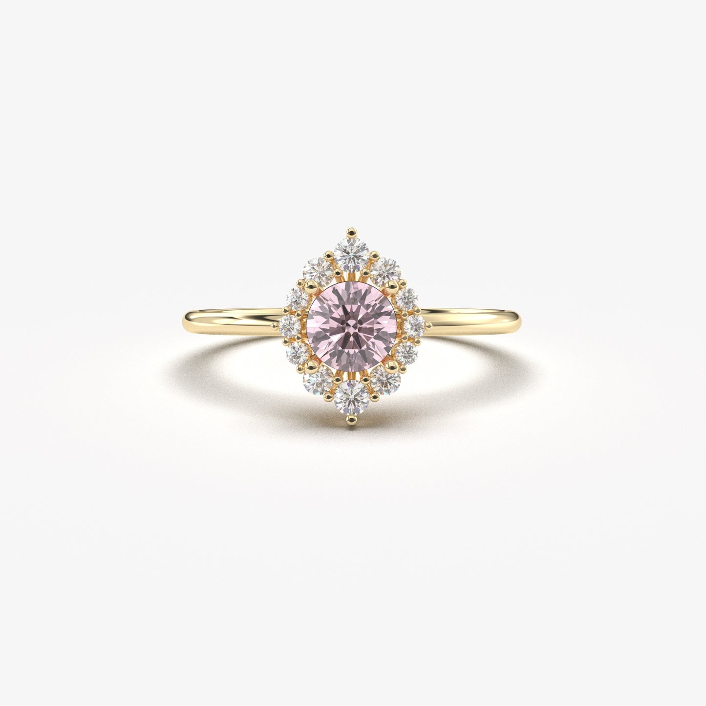 10K Gold Unique Pink Oval and Cz Ring - 8S62PNK