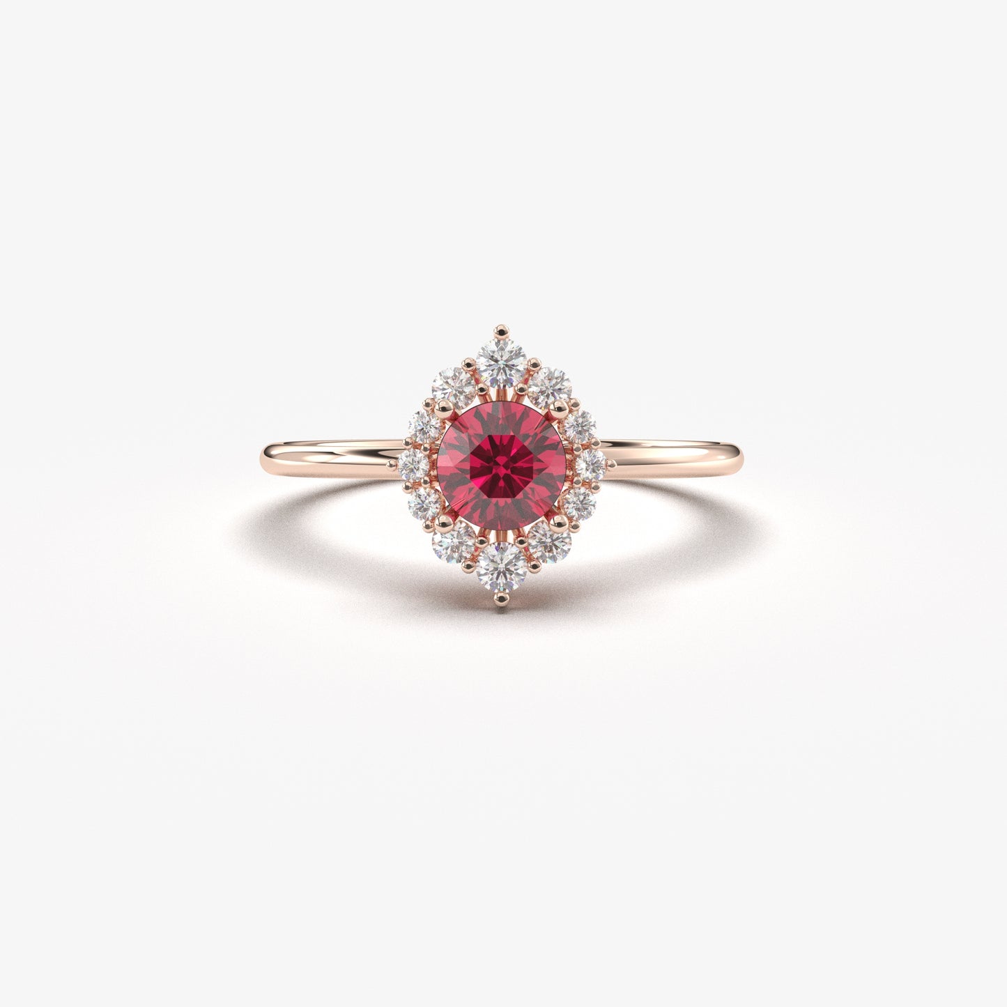 10K Solid Gold Halo Ruby Cz Ring - 8S62RBY