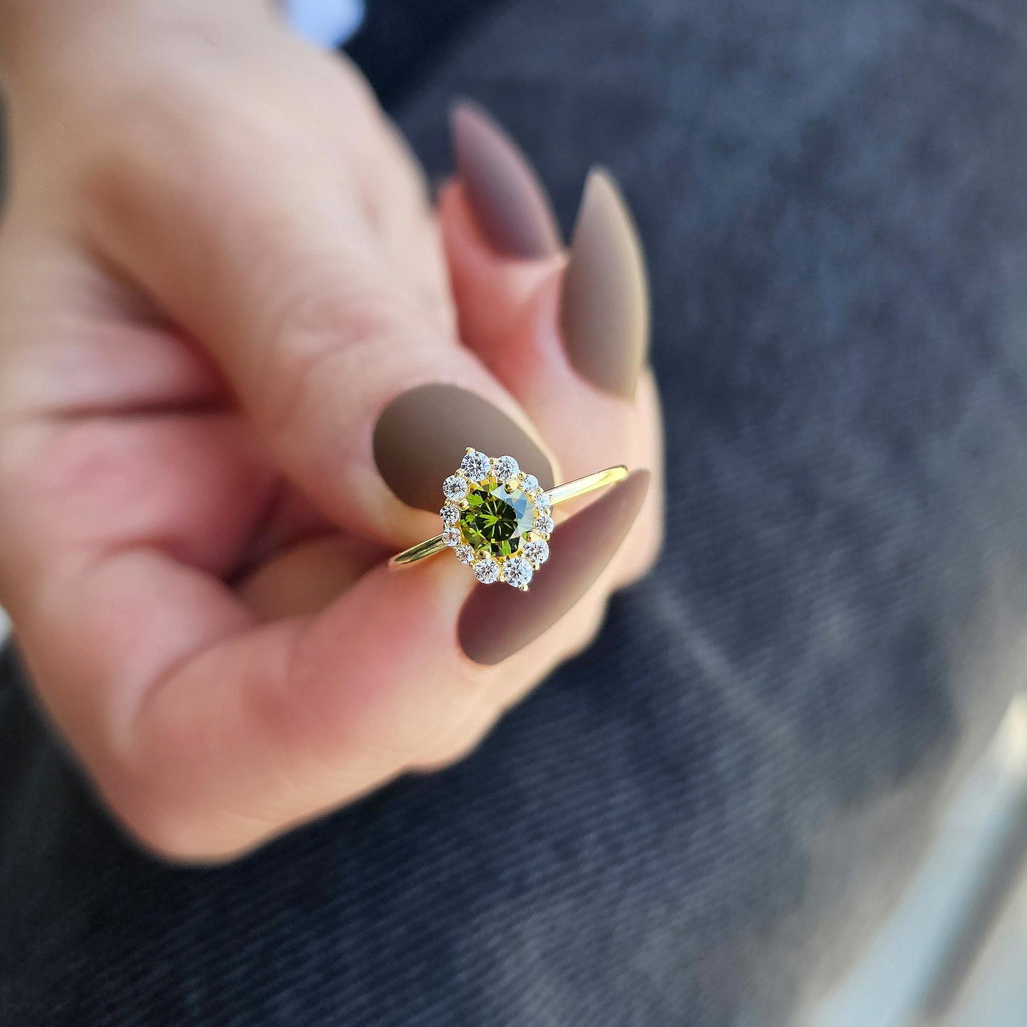 10K Gold Solitaire Peridot and Cz Ring - 8S62PER