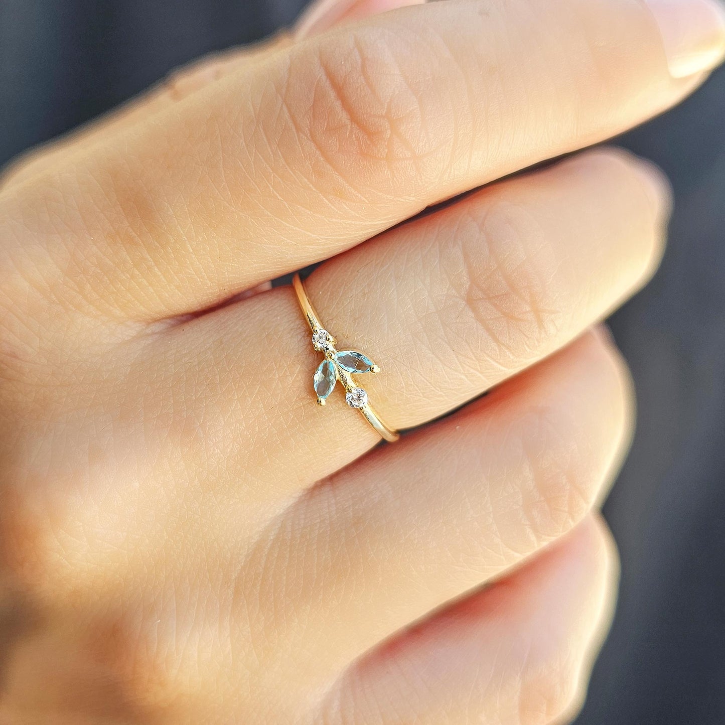 14K Gold Marquise and Diamond Ring - 8S8AQUA