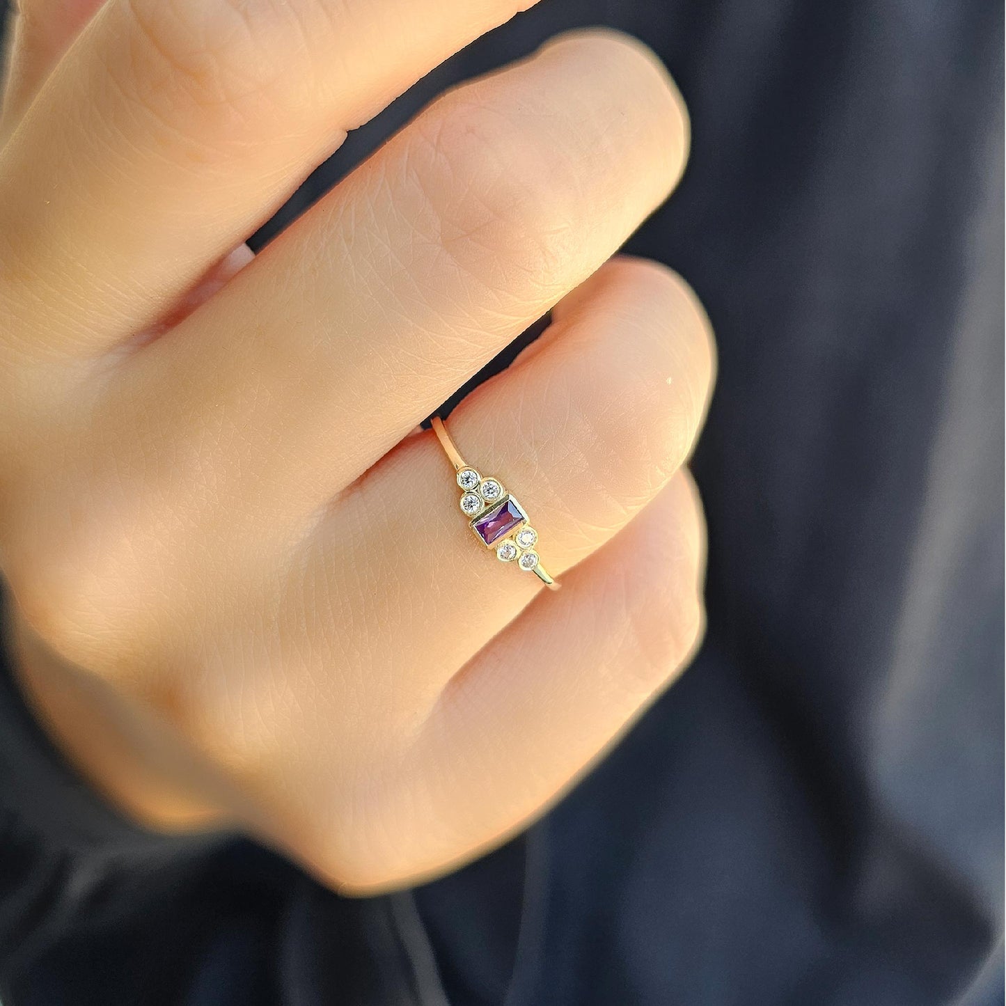 18K Gold Baguette and Cz Ring - 8S81AME